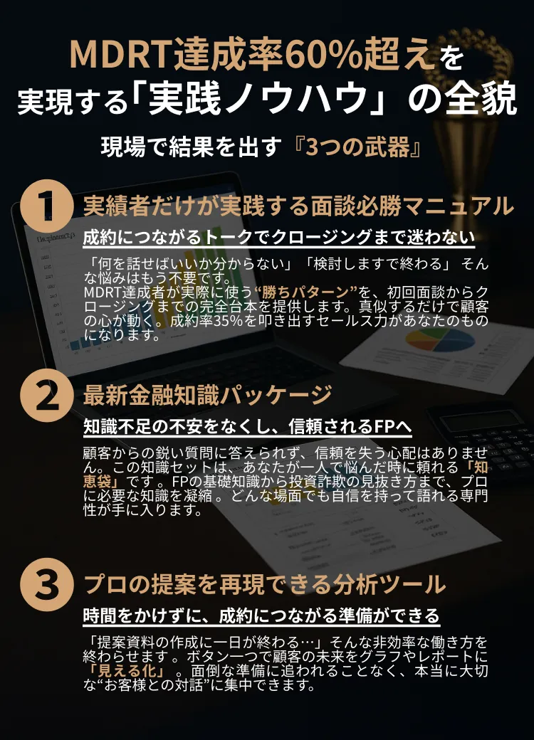 MDRT達成率60%超えを実現する「実践ノウハウ」の全貌